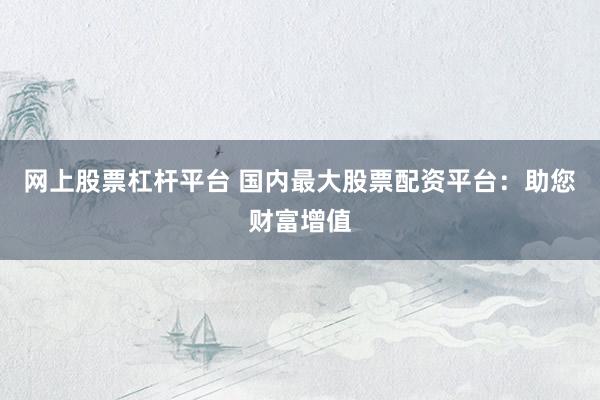 网上股票杠杆平台 国内最大股票配资平台：助您财富增值