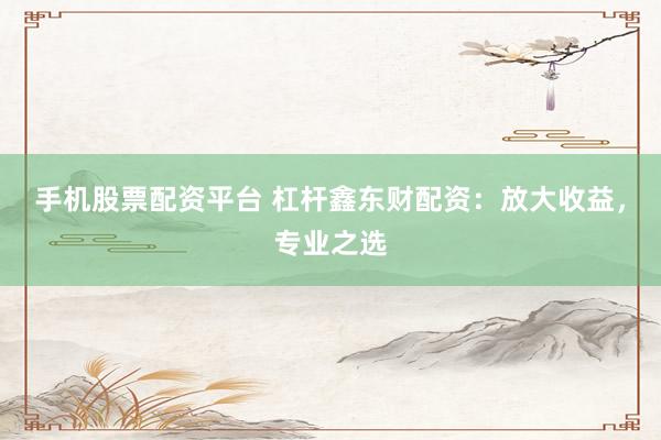 手机股票配资平台 杠杆鑫东财配资：放大收益，专业之选