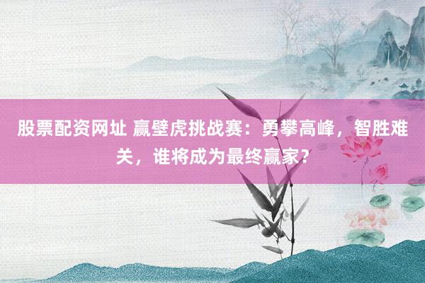 股票配资网址 赢壁虎挑战赛：勇攀高峰，智胜难关，谁将成为最终赢家？