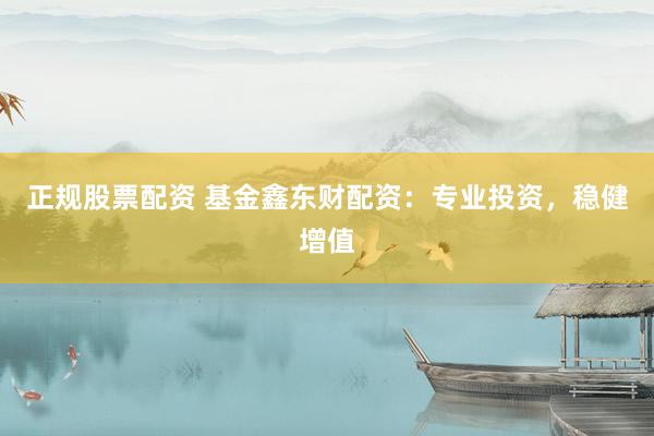 正规股票配资 基金鑫东财配资：专业投资，稳健增值