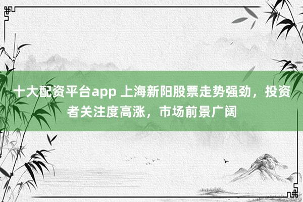 十大配资平台app 上海新阳股票走势强劲，投资者关注度高涨，市场前景广阔