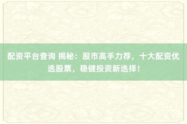 配资平台查询 揭秘：股市高手力荐，十大配资优选股票，稳健投资新选择！