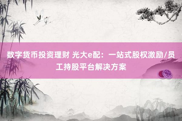 数字货币投资理财 光大e配：一站式股权激励/员工持股平台解决方案