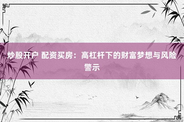 炒股开户 配资买房：高杠杆下的财富梦想与风险警示