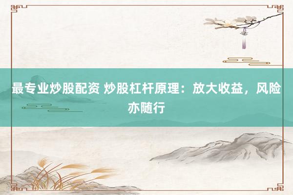 最专业炒股配资 炒股杠杆原理：放大收益，风险亦随行