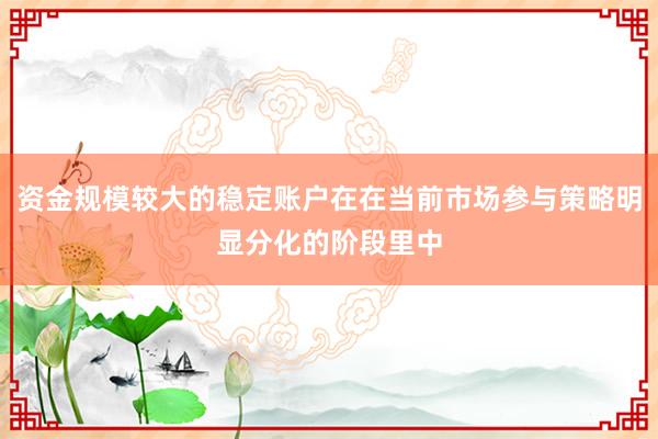 资金规模较大的稳定账户在在当前市场参与策略明显分化的阶段里中
