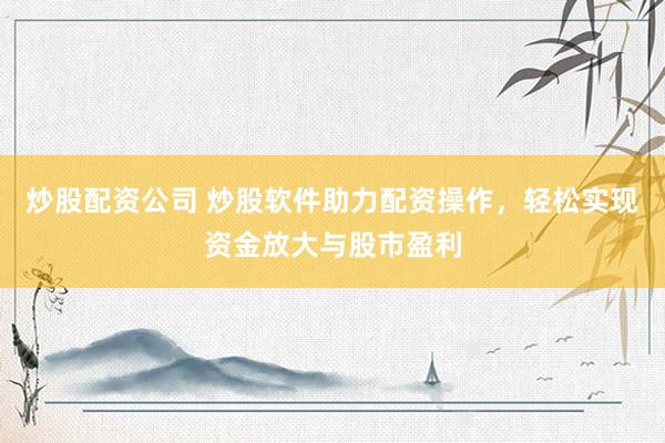炒股配资公司 炒股软件助力配资操作，轻松实现资金放大与股市盈利